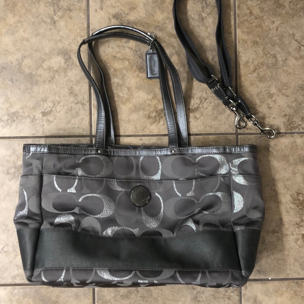 Gray Coach Diaper Bag
